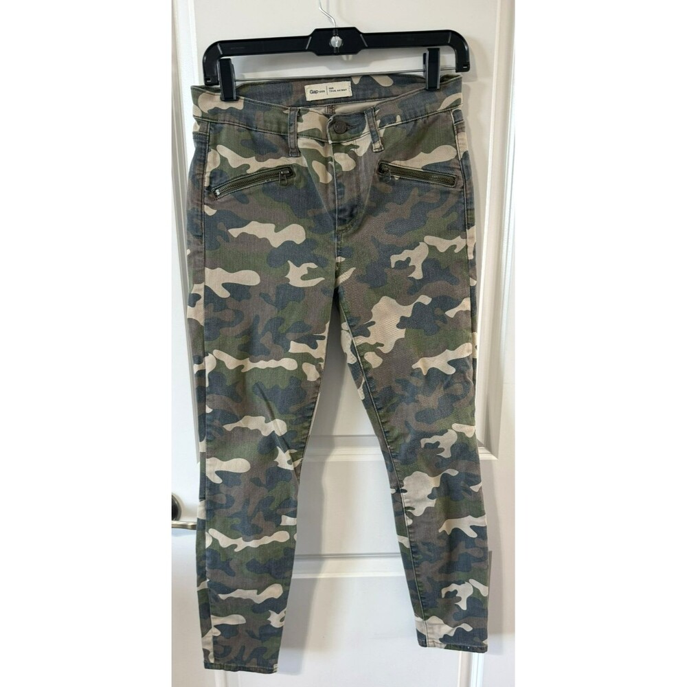 GAP Jeans Women's Size 28R Petite, Camo True Skinny Ankle High Rise zippered